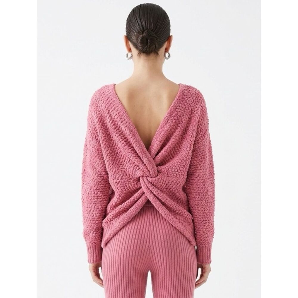 KORI AMERICA | Pink Popcorn Twist Detail Knit Sweater Women’s Size Medium